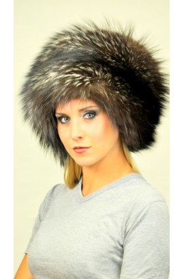 Silver fox fur hat - classic style